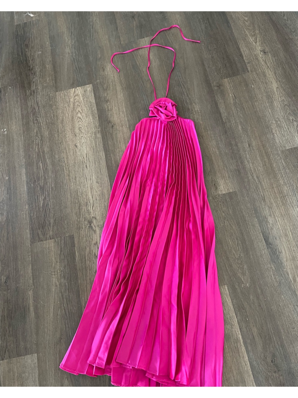 Fuchsia Pleated Maxi dress halter